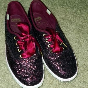 Size 7 glitter cranberry kate spade keds
